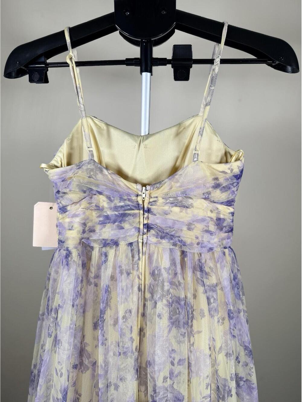 NWT City Studios Juniors' Lavender Floral Tulle Gown Ruffle Hem Size 3/4 - Picture 7 of 12